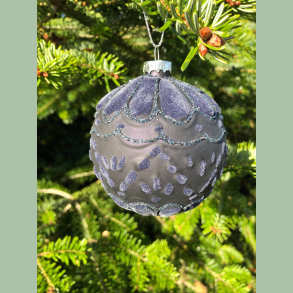 Bl kugle med lidt velour og glimmer