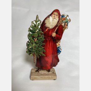 Metal glansbillede julemand p trfod H27