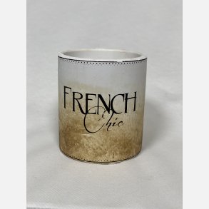 Antik lysestage med fransk tekst A