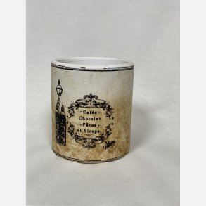 Antik lysestage med fransk tekst B