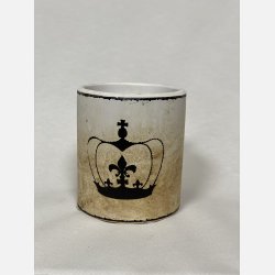 Antik lysestage med fransk tekst C