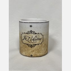 Antik lysestage med fransk tekst D