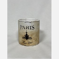 Antik lysestage med fransk tekst E