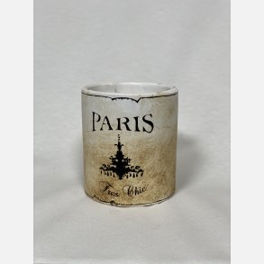 Antik lysestage med fransk tekst E