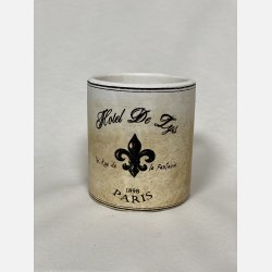 Antik lysestage med fransk tekst F