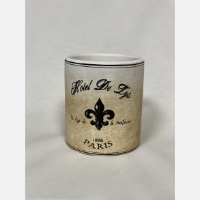 Antik lysestage med fransk tekst F